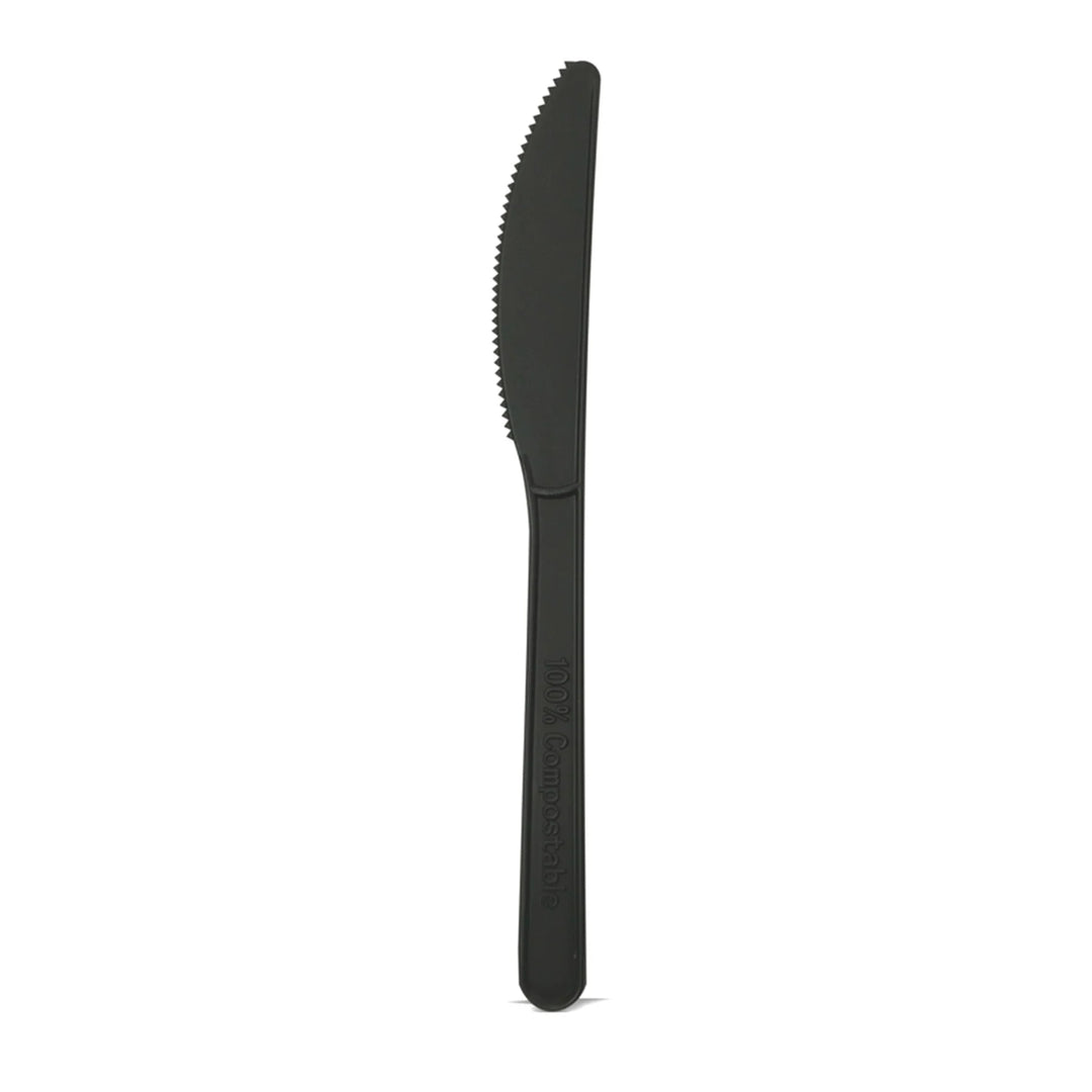 Posate in CPLA Compostabili Nere 15 cm – Eleganza e Resistenza per la Ristorazione (Confezione da 50 Pezzi)