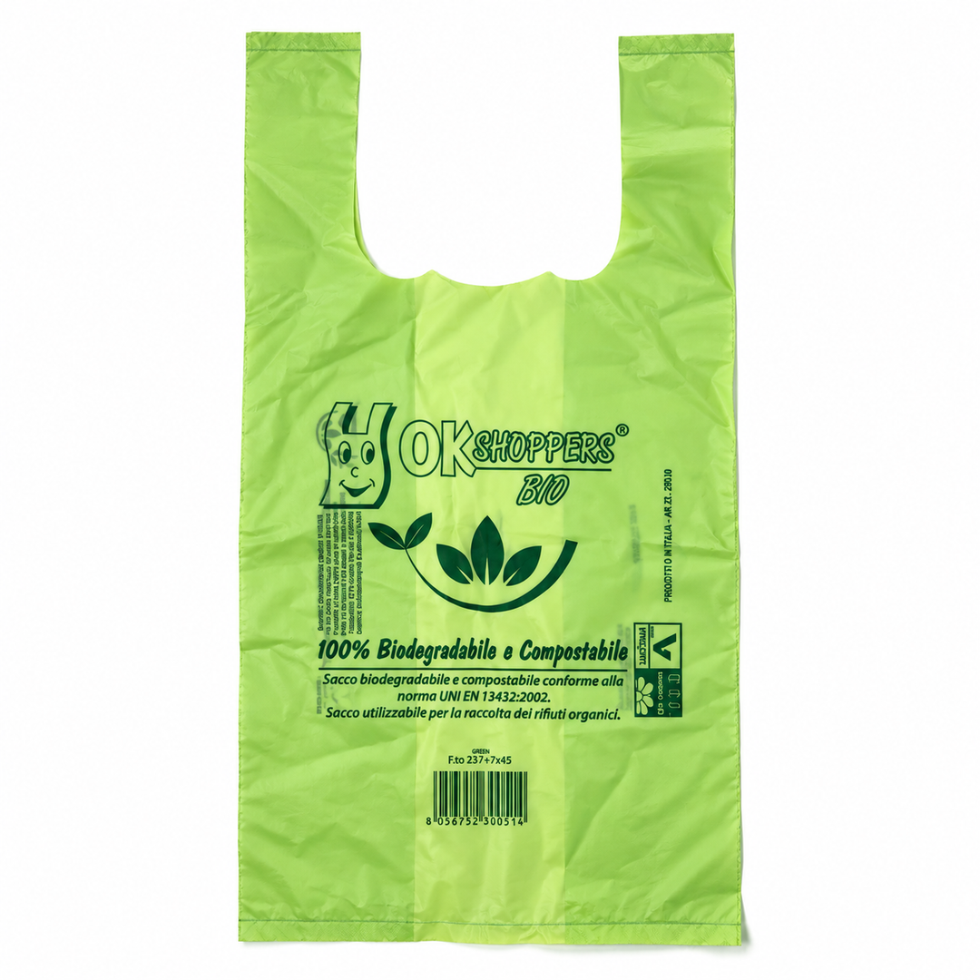 Buste Shopper Biodegradabili e Compostabili Verdi – Confezione da 4kg