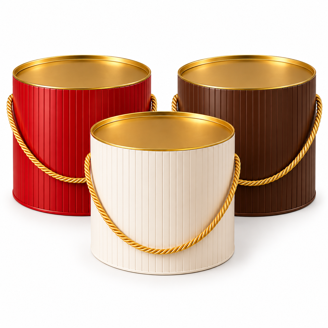 Scatola in carta Cappelliera Portapanettone Lucida Ø25 x H23cm con tappo in latta - 25 Pezzi