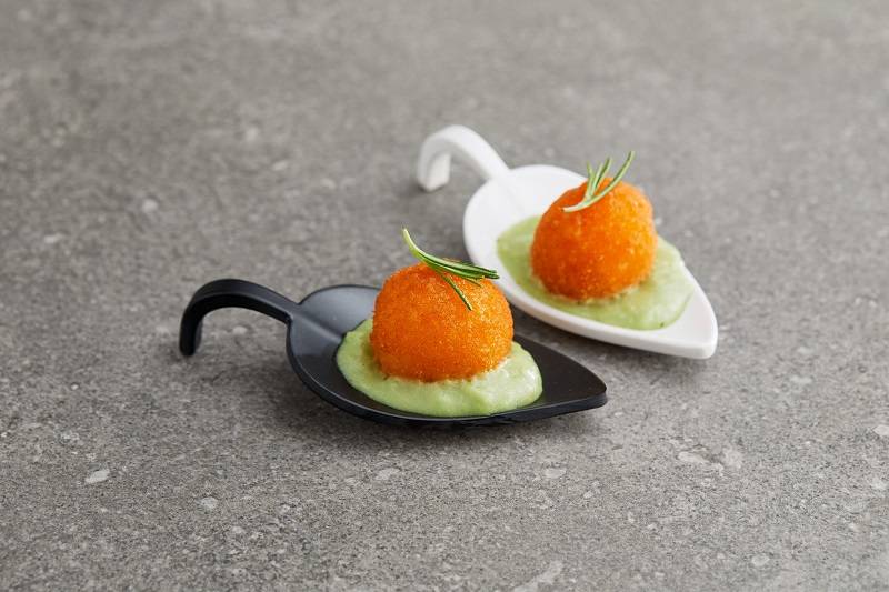 Finger Food “Foglia” in Melamina | Bianco o Nero – 10,5×4,5cm