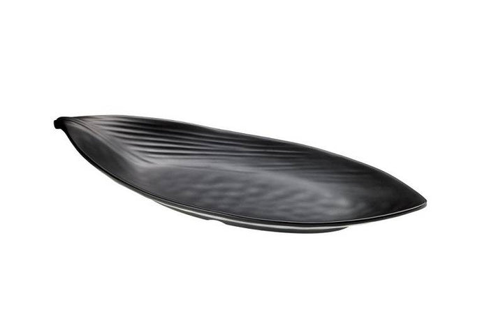 Piatto “Foglia” in Melamina – Nero Opaco Design Sagomato