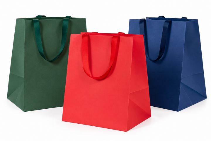 Shopper Elegance in Carta con Manico Gros Grain Tinta su Tinta – Shopper Regalo Natalizia 10 pezzi