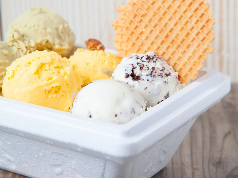 Vaschette Termiche per Gelato in Polistirolo con Coperchi e Veline