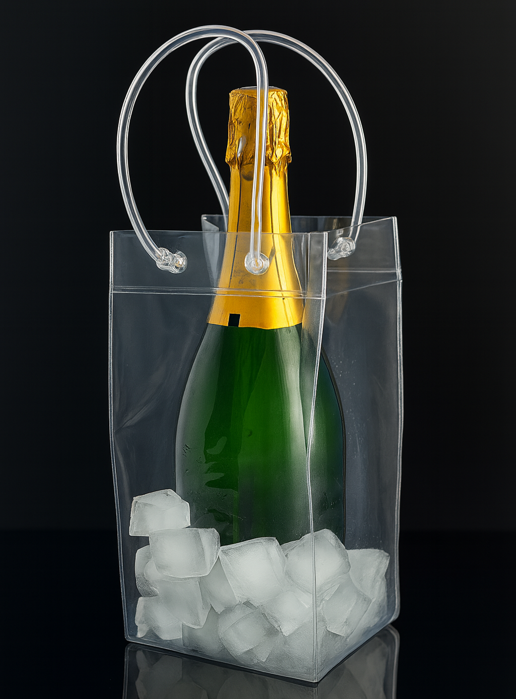 Wine Bags in PVC Trasparente con Manico – 12x12 cm Altezza 24 cm