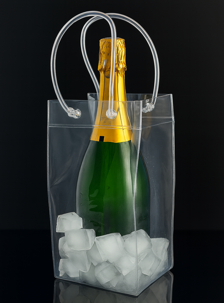 Wine Bags in PVC Trasparente con Manico – 12x12 cm Altezza 24 cm