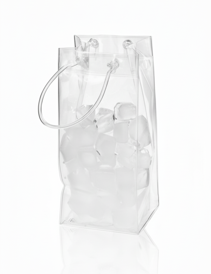 Wine Bags in PVC Trasparente con Manico – 12x12 cm Altezza 24 cm