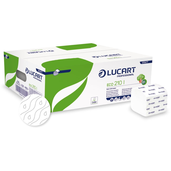 Carta igienica interfogliata Eco 210 I Lucart Professional bianca 811A77 - 40cf x 210pz