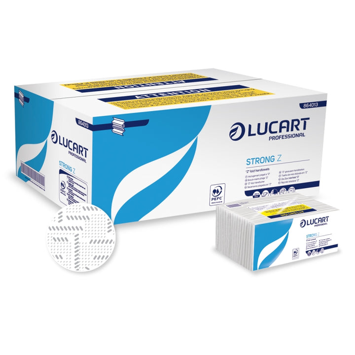 Asciugamani piegati a Z Strong Z Lucart Professional bianchi 864013 - 18cf x 220pz