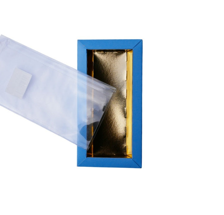 25 pezzi Scatola per Cioccolatini e Praline Celeste e Oro