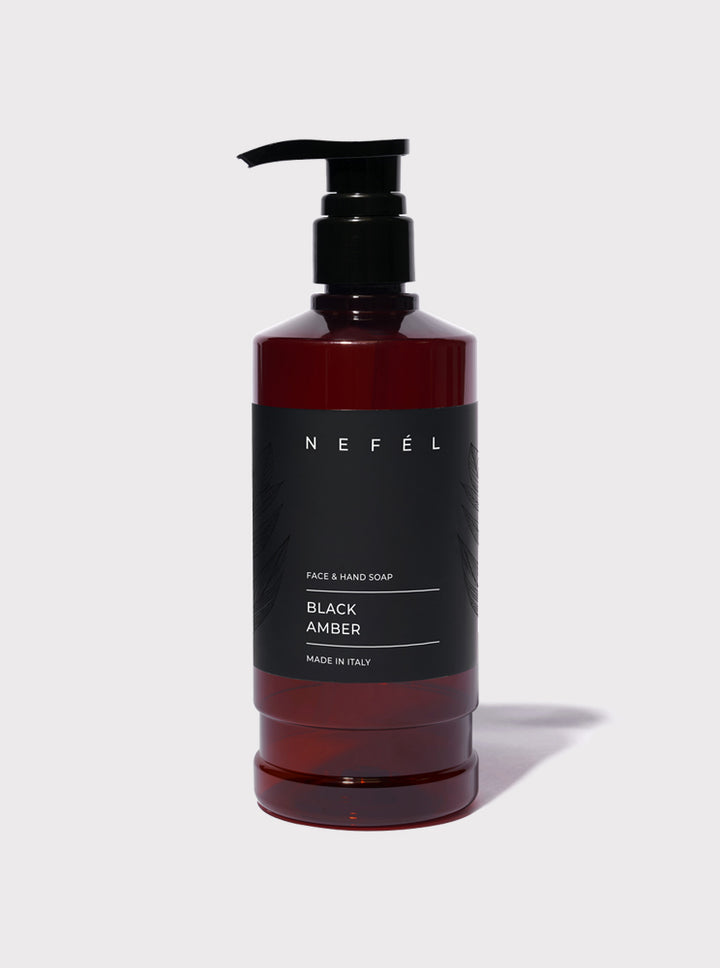 Sapone Viso e Mani Nefél Black Amber 480ml – Alchimia d’Oriente per la Cura delle Mani e del Viso