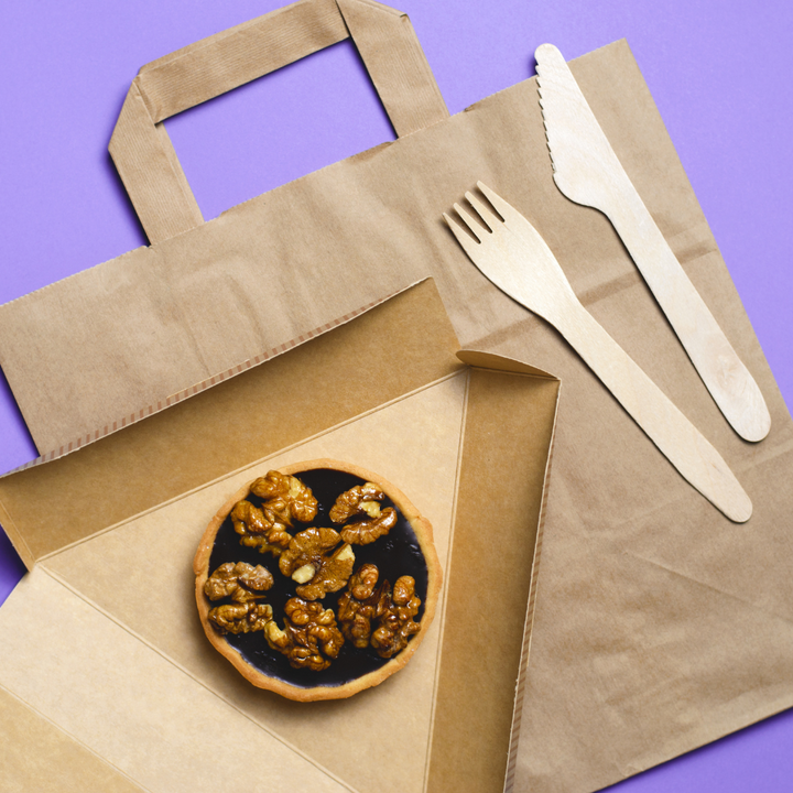 200pz Shopper in carta kraft fondo largo Avana 26+16cm h31cm