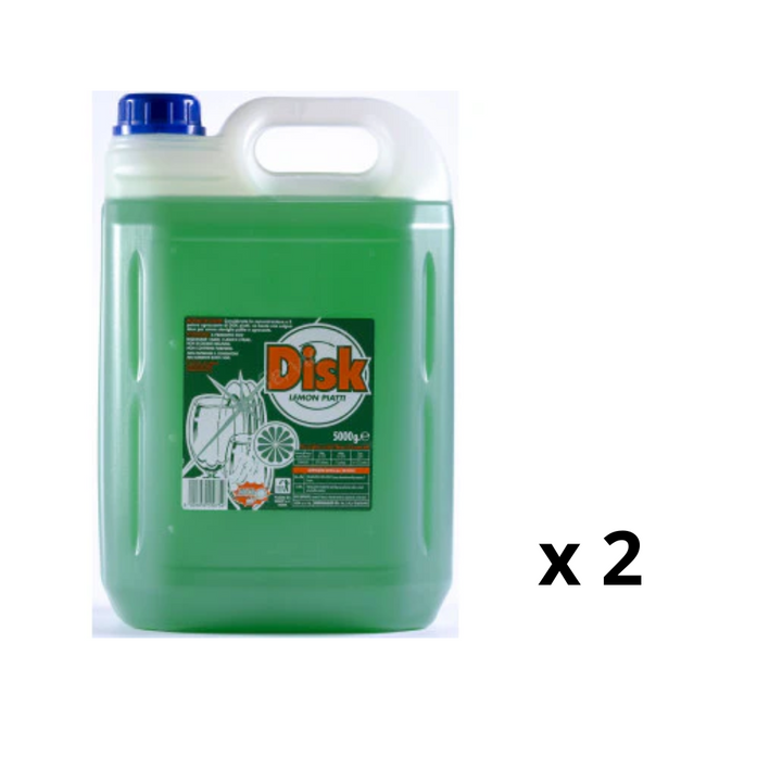 Detergente Professionale per Lavaggio Manuale delle Stoviglie Disk – 2 Taniche da 5.000 ml (10 Litri Totali)
