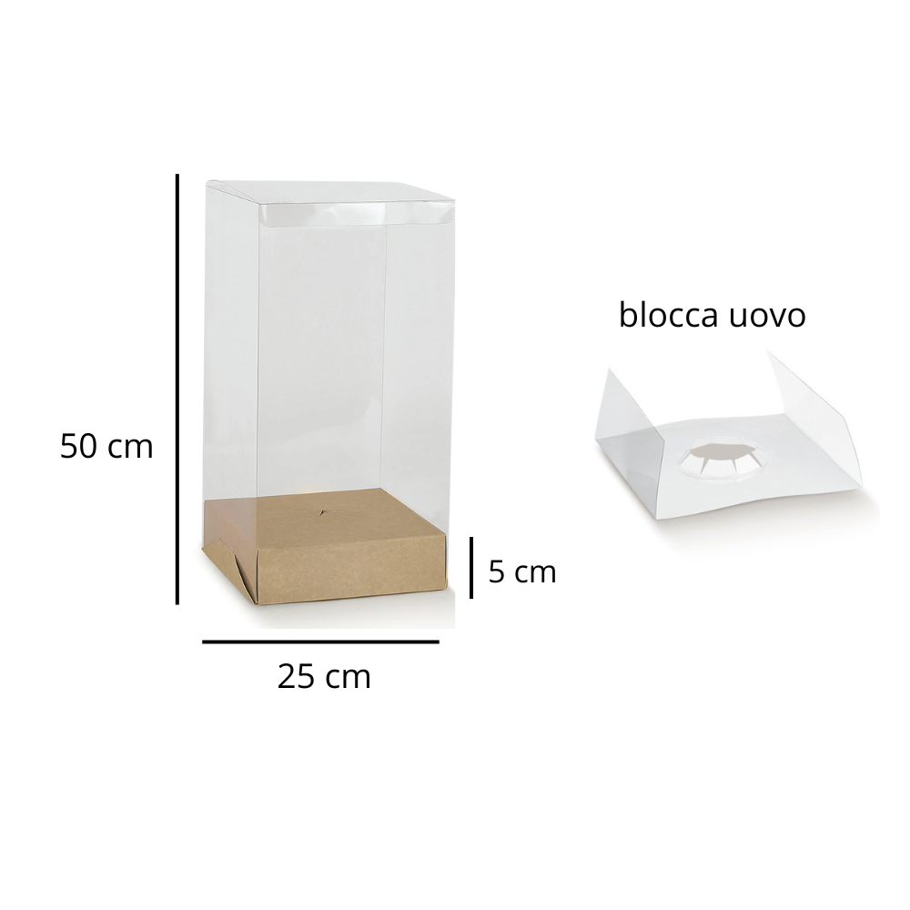 Scatole Trasparenti Portauovo di Pasqua con Blocca Uovo – Base Avana | 10 Pezzi Scotton