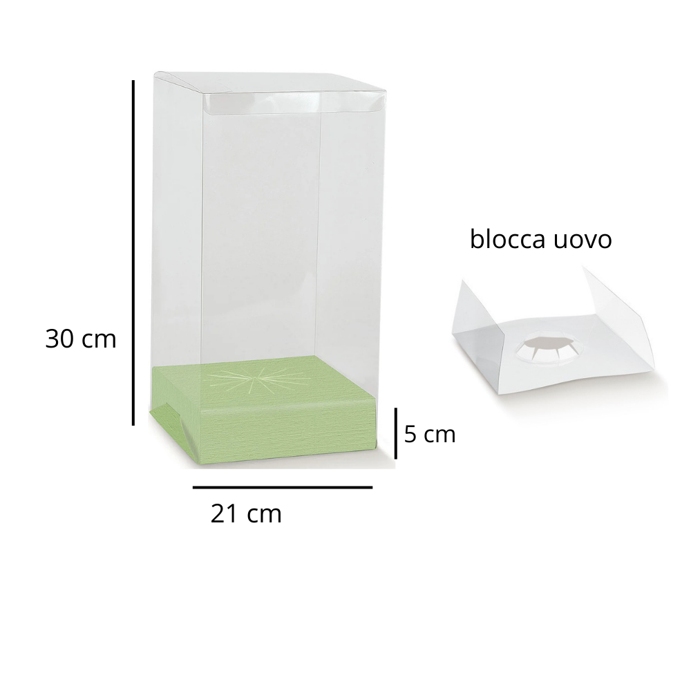 Scatole Trasparenti Portauovo di Pasqua con Blocca Uovo – Base Rosa o Verde 10 Pezzi