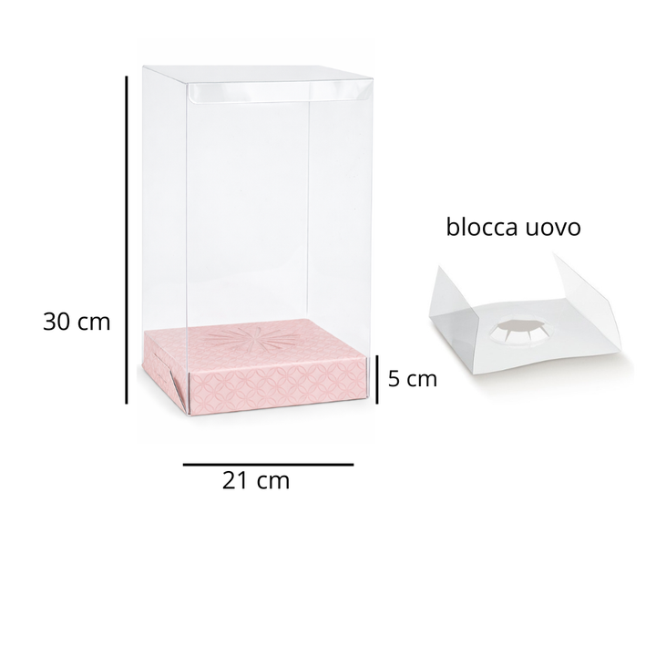 Scatole Trasparenti Portauovo di Pasqua con Blocca Uovo – Base Rosa o Verde 10 Pezzi
