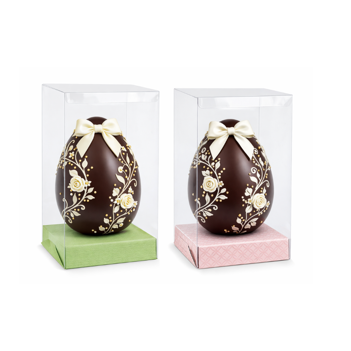 Scatole Trasparenti Portauovo di Pasqua con Blocca Uovo – Base Rosa o Verde 10 Pezzi