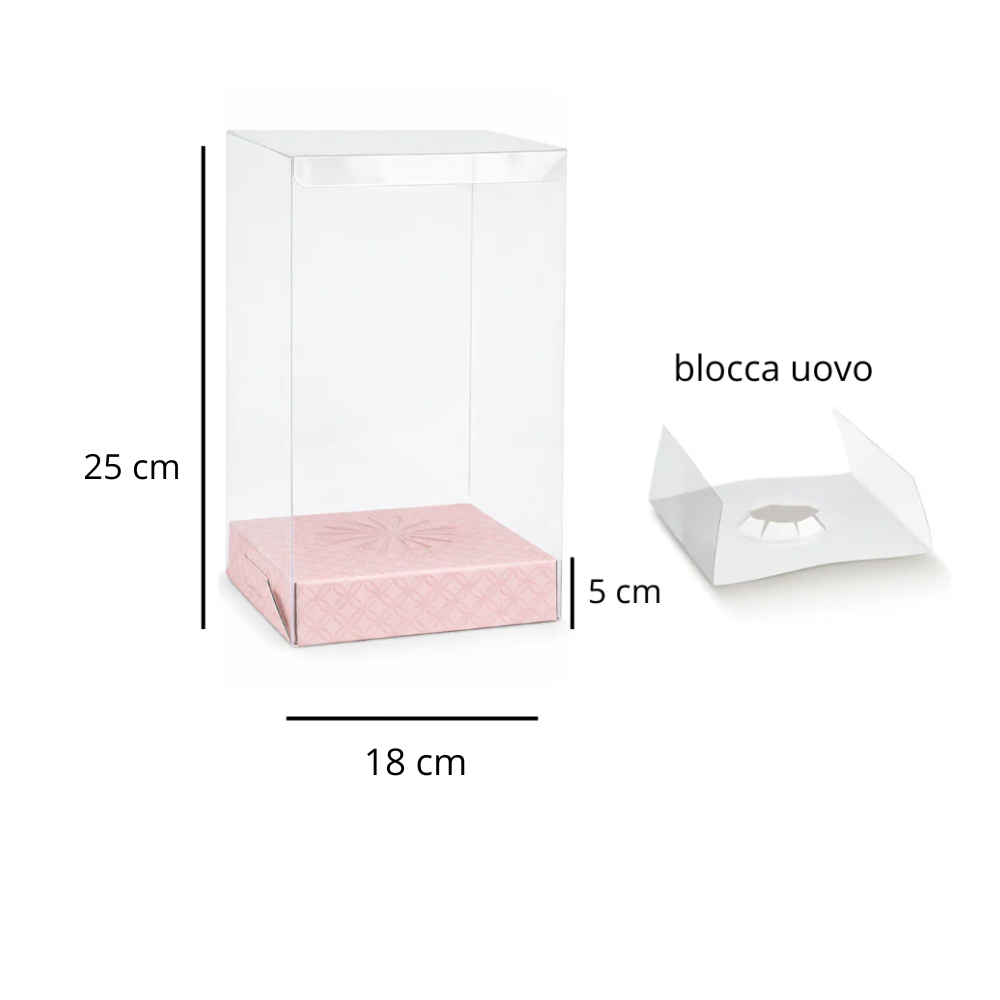 Scatole Trasparenti Portauovo di Pasqua con Blocca Uovo – Base Rosa o Verde 10 Pezzi