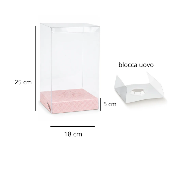 Scatole Trasparenti Portauovo di Pasqua con Blocca Uovo – Base Rosa o Verde 10 Pezzi