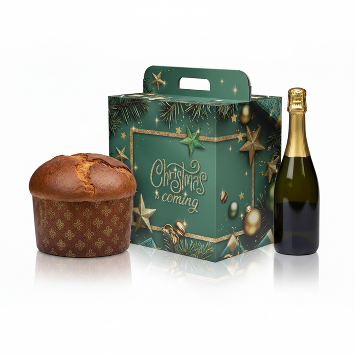 20pz Scatola Natalizia con Maniglia Porta Panettone e Bottiglia
