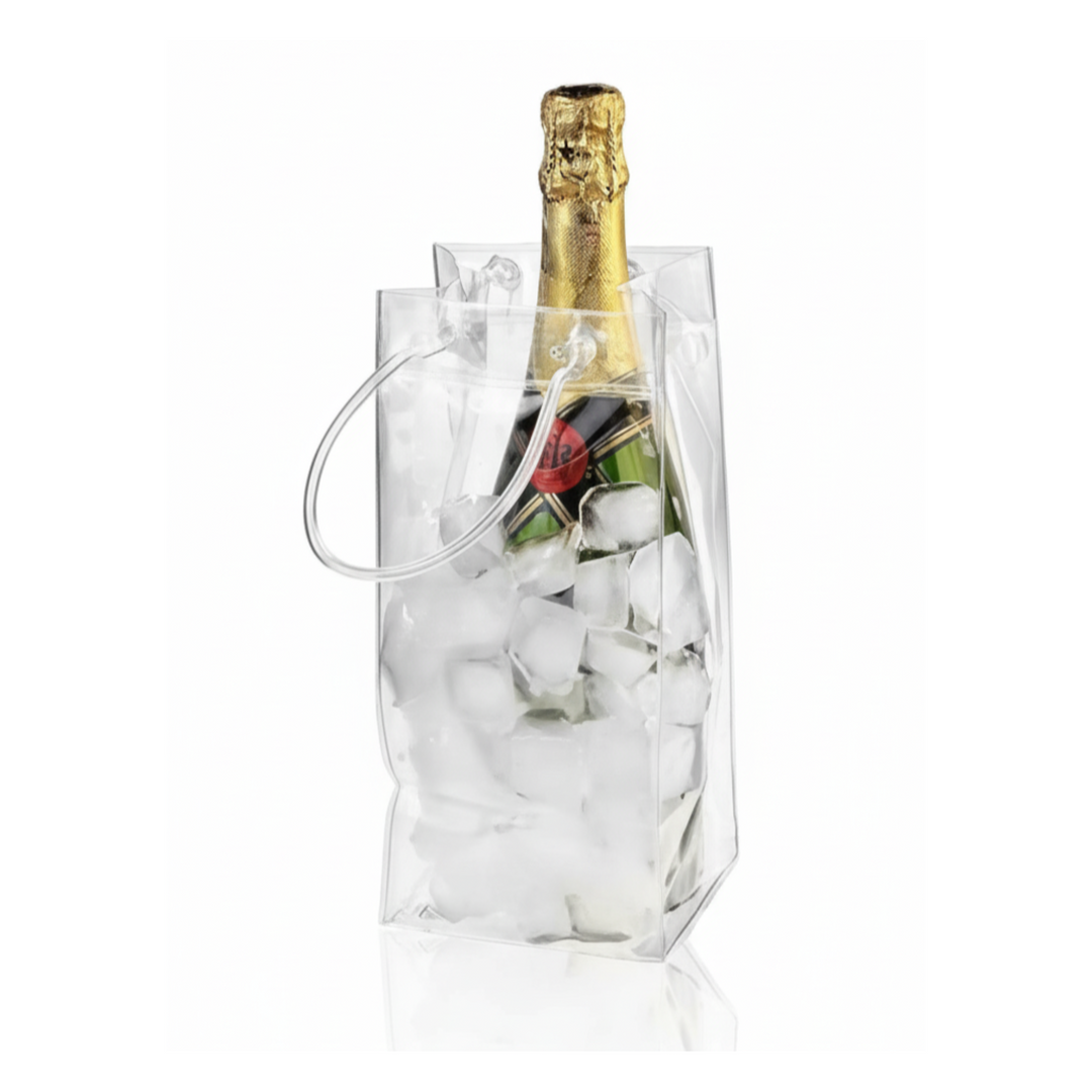 Wine Bags in PVC Trasparente con Manico – 12x12 cm Altezza 24 cm