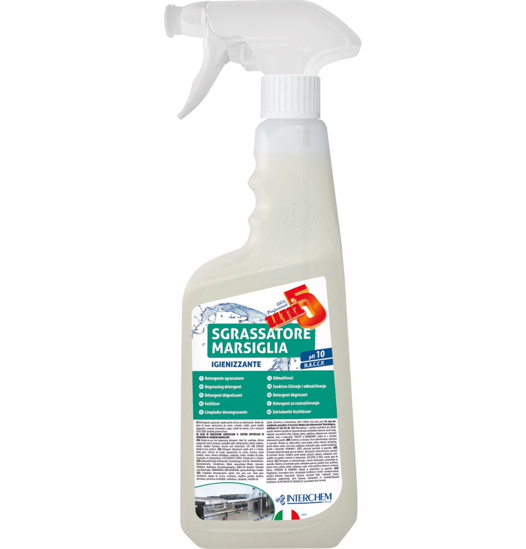 UNI5 Sgrassatore Marsiglia Igienizzante HACCP - 6 Flaconi 750ml