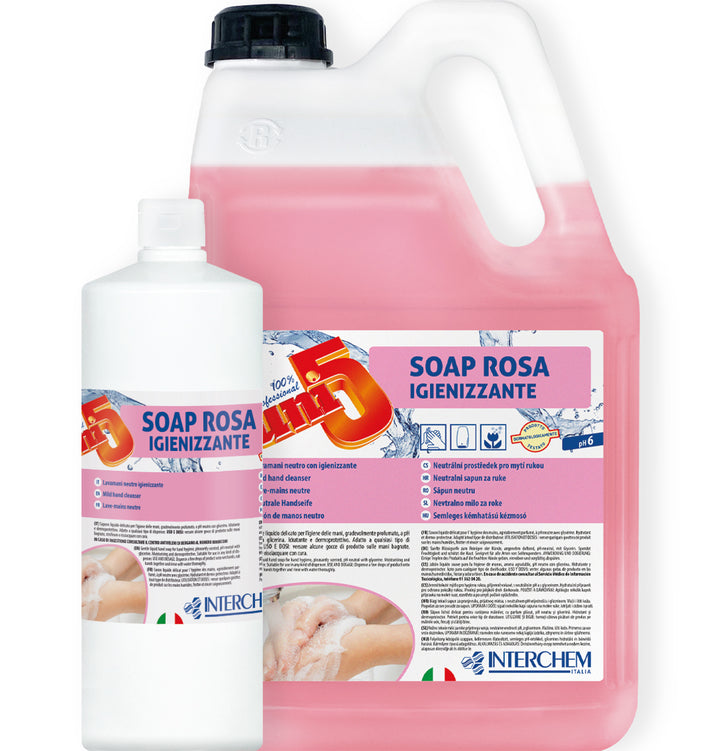 Sapone Antibatterico Lavamani igienizzante uni 5 Soap Rosa Interchem - 1000ml