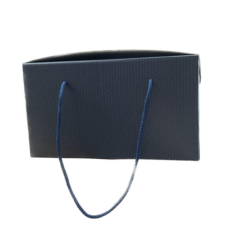 20pz Scatola porta panettone Blu a pois con manici cordino Scotton 29x35.5cm h19.5