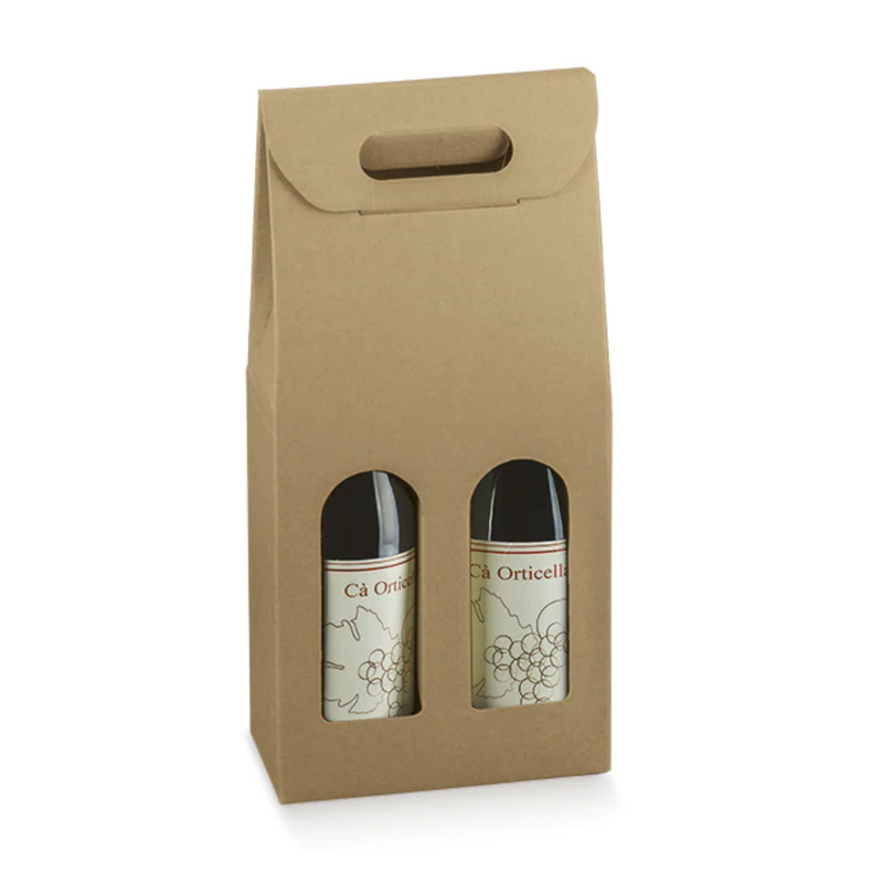 Scatola portabottiglie in cartoncino avana h38 cm
