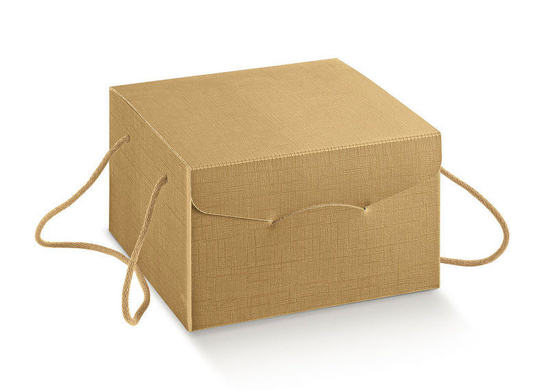 20pz Scatola porta panettone elegante con manici in cordino Scotton 24x24cm h15 cm