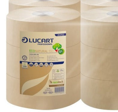 Carta igienica avana mini Jumbo EcoNatural 150 Lucart Professional 812152P - 12 rotoli