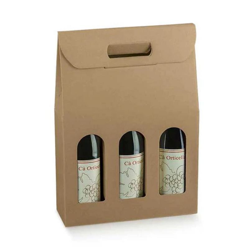 Scatola portabottiglie in cartoncino avana h38 cm