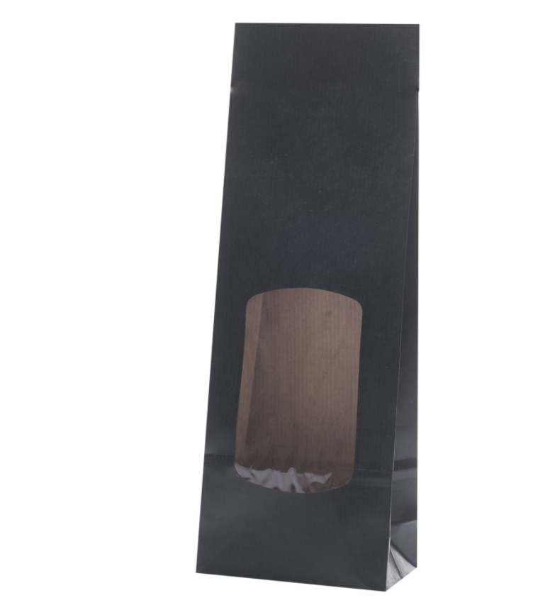 Sacchetti in carta kraft con Finestre Neri 8x28cm - 50pz