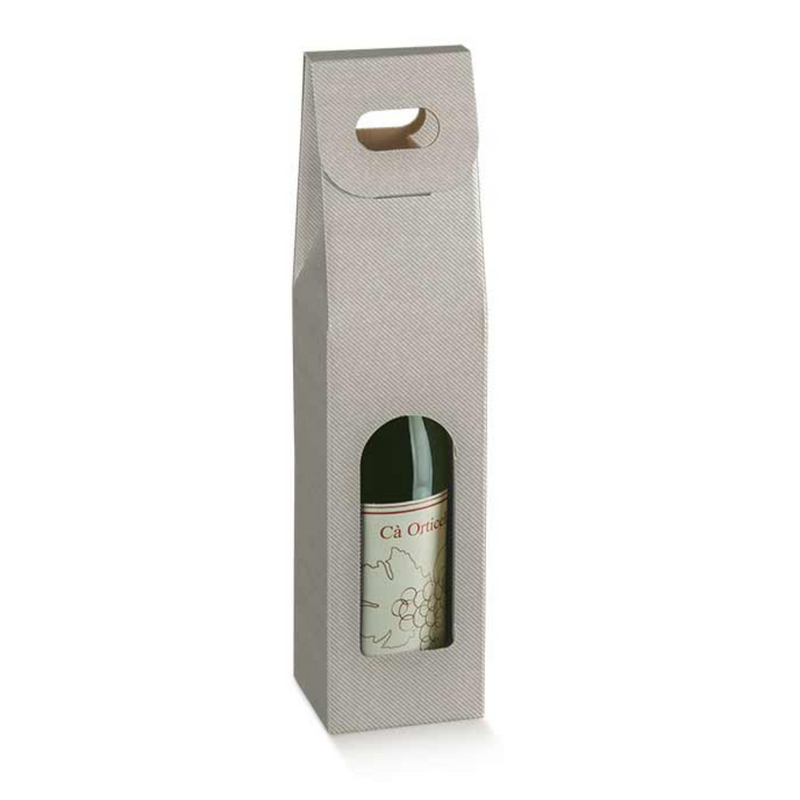 1pz Scatola portabottiglie colore Grigio elegante con Linee h38 cm