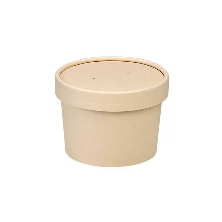 25pz Contenitore in cartone kraft per alimenti caldi e freddi laminato in PLA, con coperchio