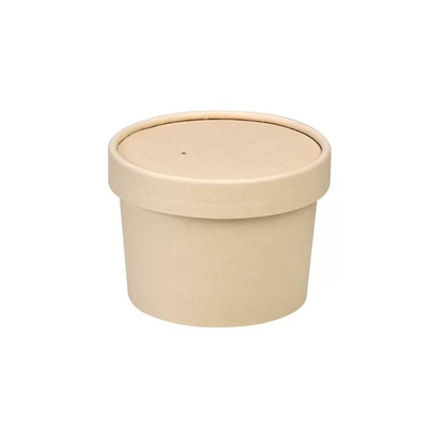 25pz Contenitore in cartone kraft per alimenti caldi e freddi laminato in PLA, con coperchio