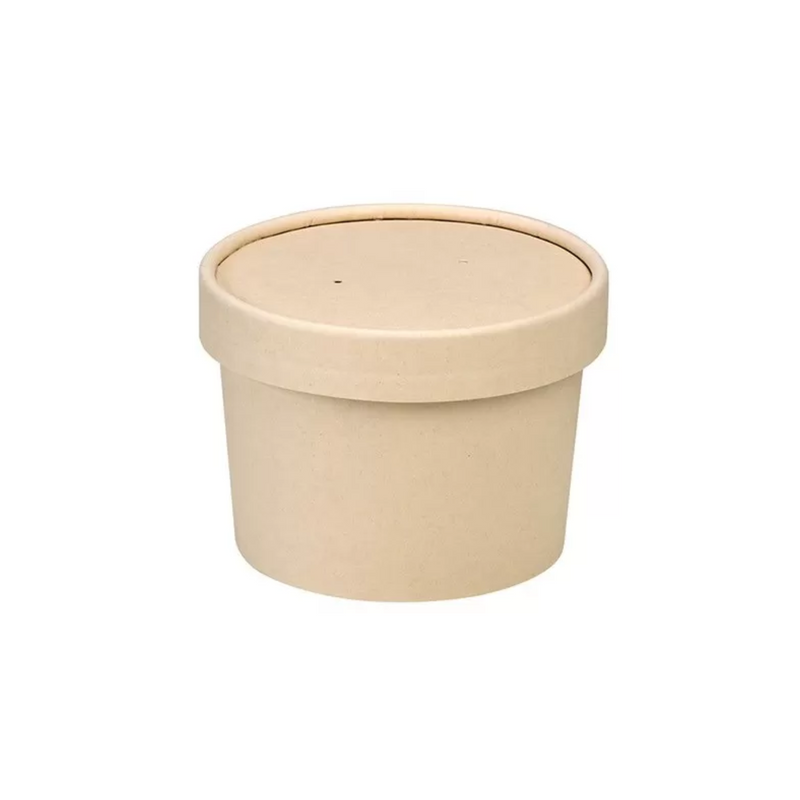 25pz Contenitore in cartone kraft per alimenti caldi e freddi laminato in PLA, con coperchio