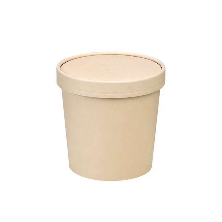 25pz Contenitore in cartone kraft per alimenti caldi e freddi laminato in PLA, con coperchio