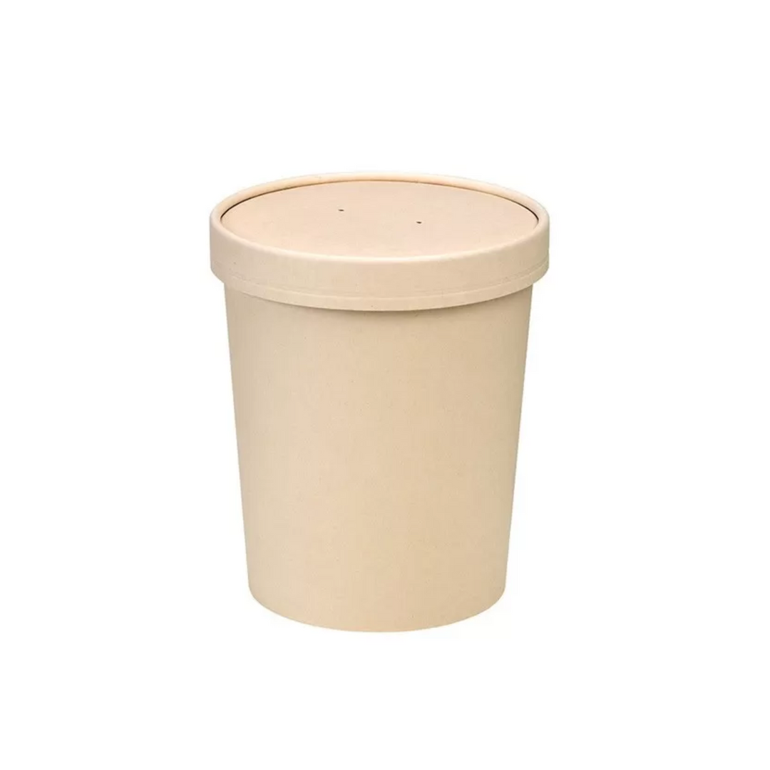 25pz Contenitore in cartone kraft per alimenti caldi e freddi laminato in PLA, con coperchio