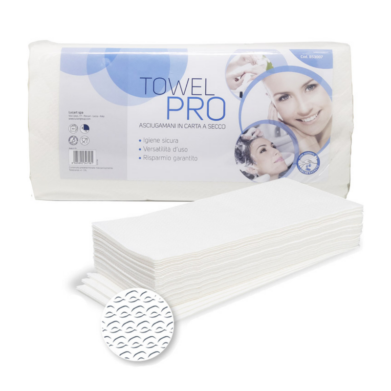 60pz Asciugamani in carta a secco goffrata Towel Pro Lucart 36x72cm