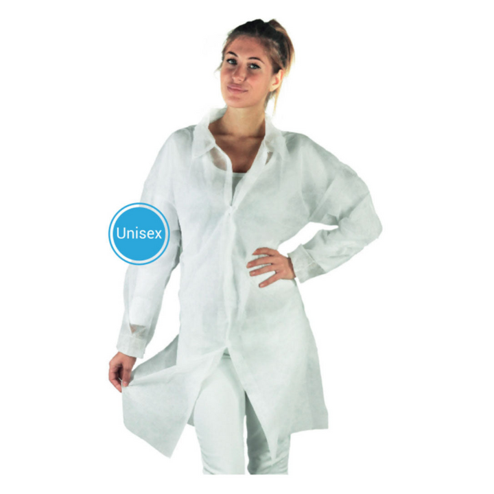 Camice da Laboratorio bianco in PP con velcro - 1 pezzo