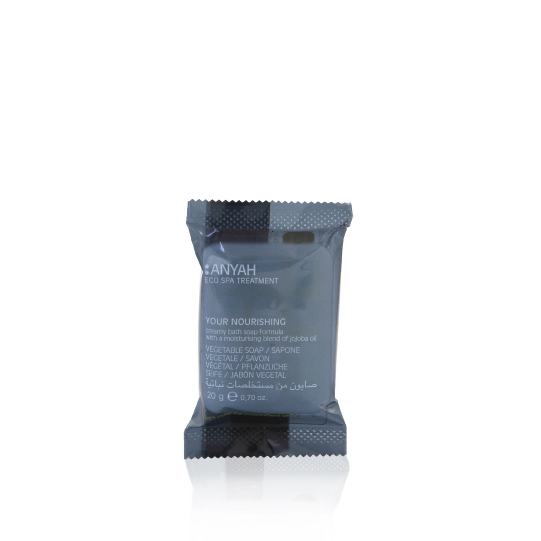300pz Saponetta vegetale Anyah con olio di jojoba imbustata singolarmente 20gr