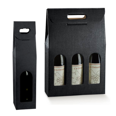 Scatola portabottiglie in cartoncino nero h38 cm