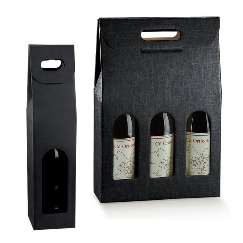 Scatola portabottiglie in cartoncino nero h38 cm