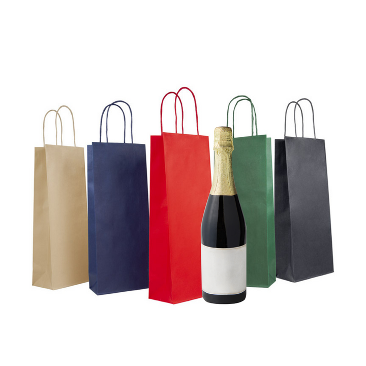 Sacchetti Portabottiglie, buste in carta kraft con manico ritorto 14x39cm