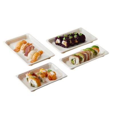 50pz Vassoi Sushi take away in polpa di cellulosa