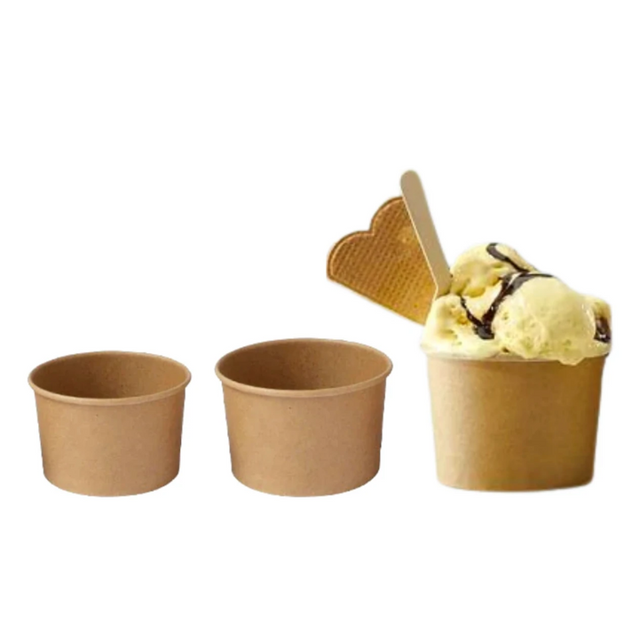 Coppette Gelato in Cartoncino Avana Riciclabili – Confezione da 50 Pezzi