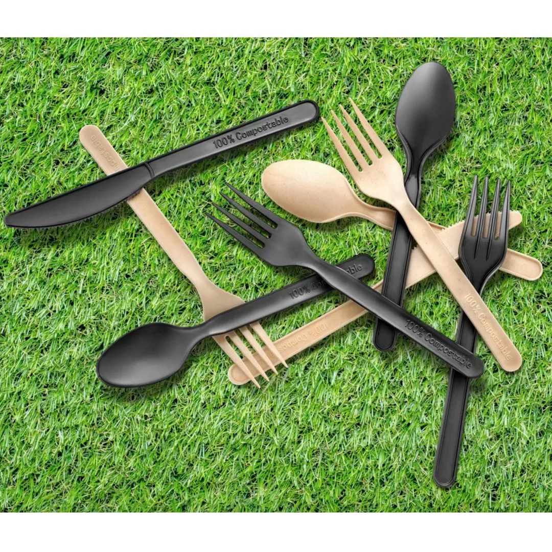 Coltelli in CPLA Compostabili Neri – 15,7 cm (Confezione da 50 Pezzi)