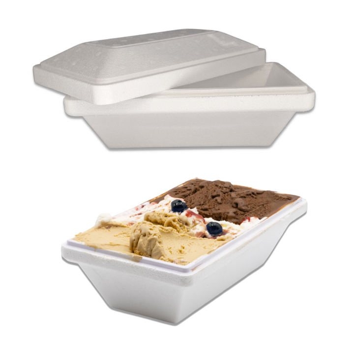 Vaschette Termiche per Gelato in Polistirolo con Coperchi e Veline