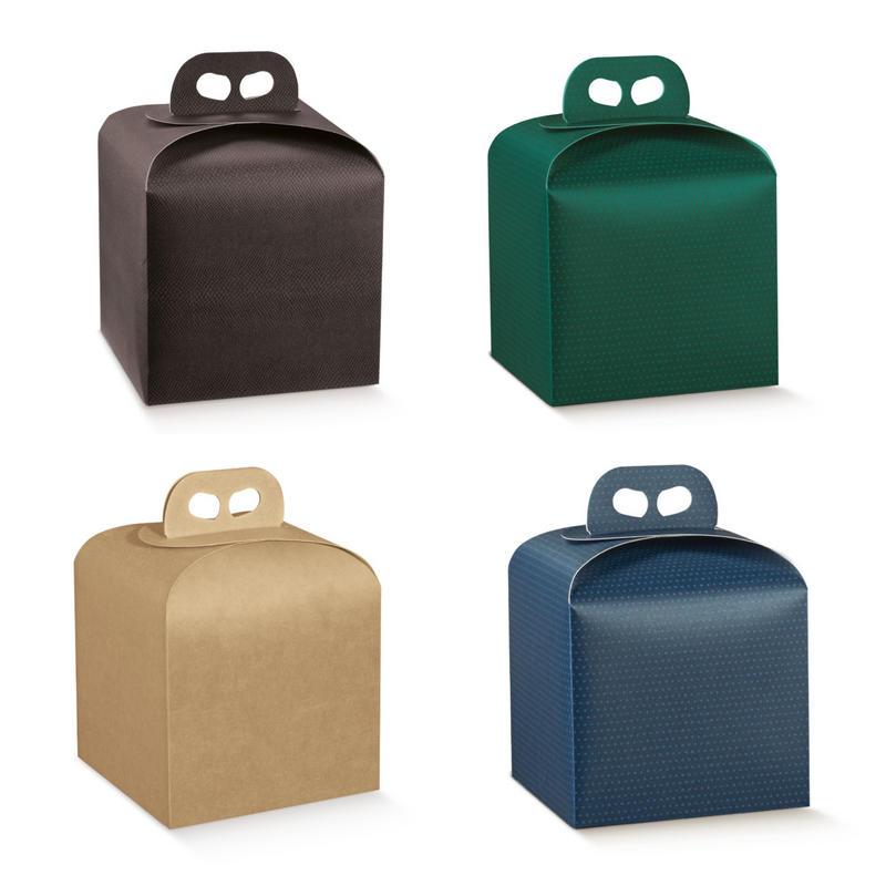 1pz Scatola porta panettone in cartone con maniglia Scotton 20x20cm h18cm