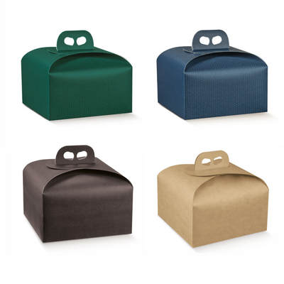Scatola panettone basso con maniglia Scotton 24,5x24,5cm h13cm - 1pz